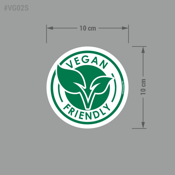 Naklejka "Vegan Friendly" informująca o menu dla wegan i wegetarian.