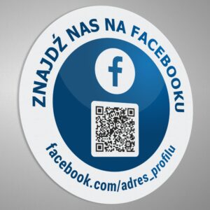 Naklejka społecznościowa Facebook z kodem QR- Znajdź nas na Facebooku